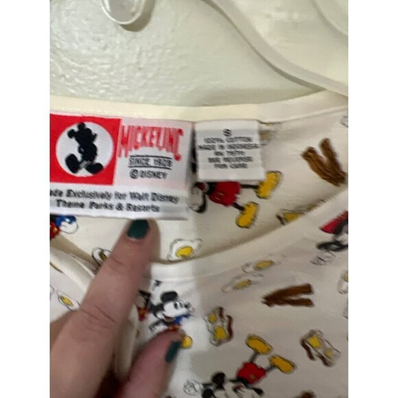 VTG  Disney Mickey Mouse Womens Sleep Shirt Top Sz Small bacon‎ Eggs - Picture 3 of 10